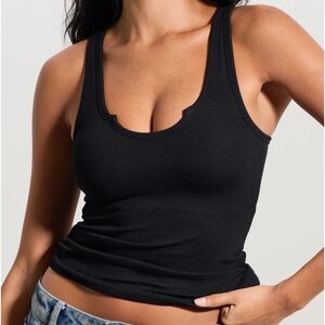 Klassy Network Black U Shaped Tank Top